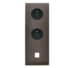 Prise, Confidence, Triple vertical, Canon de fusil, Prise-2P+T x2, Prise-RJ45 x1, Noir, L8cm, H22,2cm - Modelec