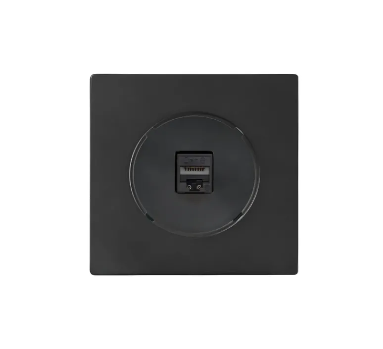 Prise*Fontini Prise, DOM, Simple, Noir mat, Prise-RJ45 x1, L8,6cm, H8,6cm -