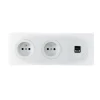 Prise*Fontini Prise, DOM, Triple horizontal, Blanc mat, Prise-2P+T x2, Prise-USB A/C x1, L22,8cm, H8,6cm -