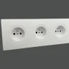 Prise, DOM, Triple horizontal, Blanc glossy, Prise-PC x3, L22,8cm, H8,6cm - Fontini