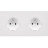 Prise, Désir, Double horizontal, Blanc mat, Prise-PC x2, L15,1cm, H8cm - Modelec