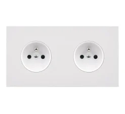 Prise, Désir, Double horizontal, Blanc mat, Prise-PC x2, L15,1cm, H8cm - Modelec