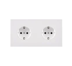 Prise*Modelec Prise, Désir, Double horizontal, Blanc mat, Prise-Schuko x2, Blanc, L15,1cm, H8cm -