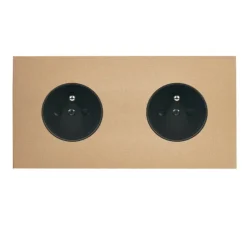 Prise, Désir, Double horizontal, Doré mat, Prise-2P+T x2, Noir, L15,1cm, H8cm - Modelec