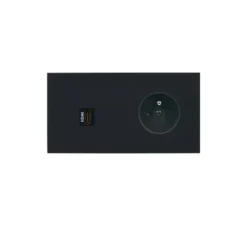 Prise*Modelec Prise, Désir, Double horizontal, Noir mat, Prise-2P+T x1, Prise-HDMI x1, L15,1cm, H8cm -
