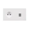 Prise*Modelec Prise, Désir, Double horizontal, Blanc mat, Prise-2P+T x1, Prise-USB C/C x2, L15,1cm, H8cm -