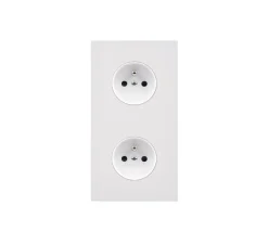 Prise*Modelec Prise, Désir, Double vertical, Blanc mat, Prise-PC x2, L8cm, H15,1cm -