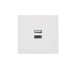 Prise, Désir, Simple, Blanc mat, Prise-USB A/C x1, L8cm, H8cm - Modelec