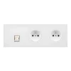 Prise*Modelec Prise, Désir, Triple horizontal, Blanc mat, Prise-RJ45 x1 et Prise-PC x2, L22,2cm, H8cm -