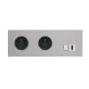 Prise*Modelec Prise, Désir, Triple horizontal, Aluminium mat, Prise-2P+T x2, Prise-RJ45 Cat6 x1, Prise-HDMI x1, L22,2cm, H8cm -