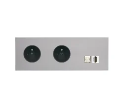 Prise*Modelec Prise, Désir, Triple horizontal, Aluminium mat, Prise-2P+T x2, Prise-RJ45 Cat6 x1, Prise-HDMI x1, L22,2cm, H8cm -
