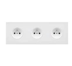 Prise*Modelec Prise, Désir, Triple horizontal, Blanc mat, Prise-PC x3, L22,2cm, H8cm -