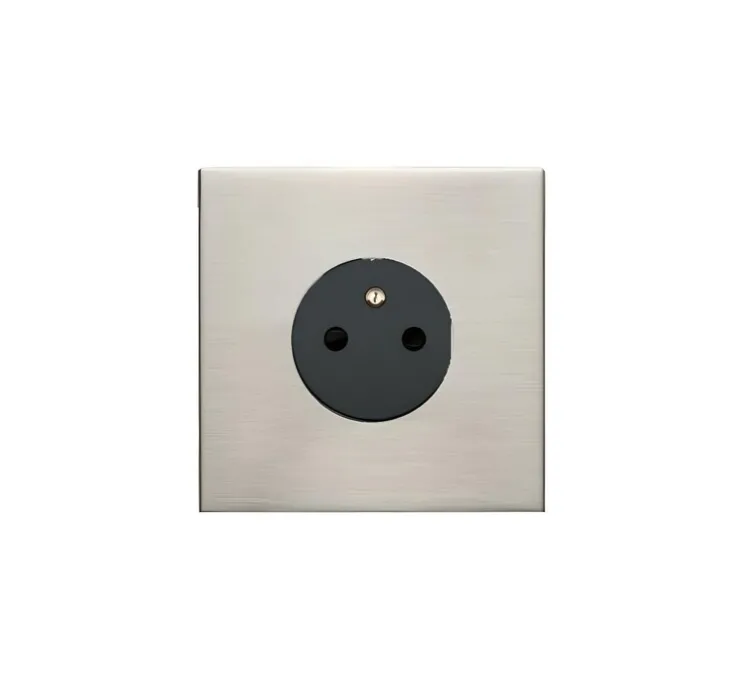 Prise, Eikon Exé, Simple, Métal nickel brossé, Prise PC x1, Gris, L9,5cm, H9,5cm - Vimar