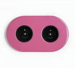 Prise*Zangra Prise, Feel Good, Double horizontal, Rose, Prise-2P+T x2, Noir, L16,5cm, H10cm -