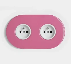Prise*Zangra Prise, Feel Good, Double horizontal, Rose, Prise-2P+T x2, Blanc, L16,5cm, H10cm -
