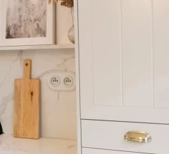 Prise ,Garby Colonial, Double horizontal, Porcelaine blanc, Prise-2P+T x2, Porcelaine blanc, L17,5cm, H10cm - Fontini