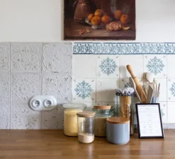 Prise ,Garby Colonial, Double horizontal, Porcelaine blanc, Prise-2P+T x2, Porcelaine blanc, L17,5cm, H10cm - Fontini