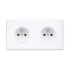 Prise*Modelec Prise, Hitera, Double horizontal, Blanc soft touch, Prise-2P+T x2, L15,1cm, H8,5cm -