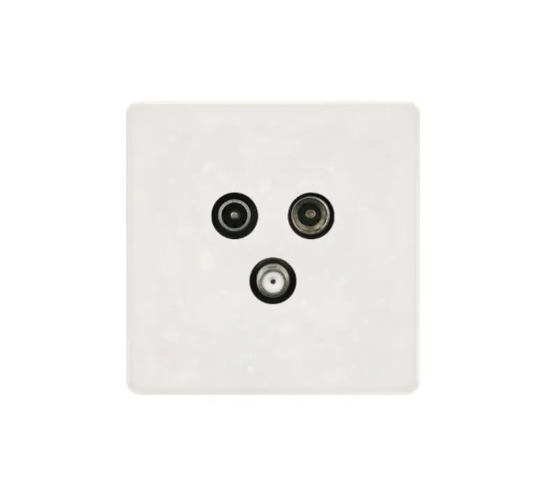 Prise*Modelec Prise, Hitera, Simple, Blanc terrazzo, Prise TV-FM-SAT x1, L8,5cm, H8,5cm -