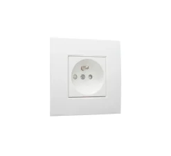 Prise*Niko Prise, Intense, Simple, White, Prise-2P+T x1, L8,5cm, H8,5cm -