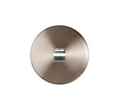 Prise, Iris Horizon, Simple, Nickel satiné, Prise-USB A/C x1, L8cm, H8cm - Modelec