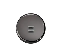 Prise*Modelec Prise, Iris Horizon, Simple, Nickel noir miroir, Prise-USB C x2, L8cm, H8cm -