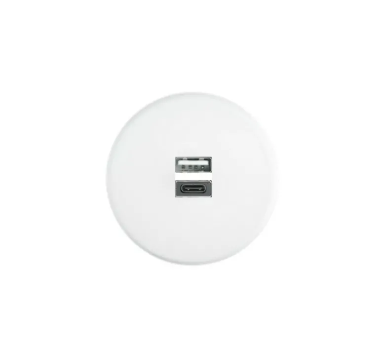 Prise*Modelec Prise, Iris, Simple, Blanc satin, Prise-USB A/C x1, L8cm, H8cm -