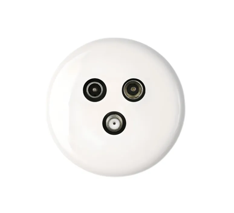 Prise*Modelec Prise, Iris, Simple, Porcelaine blanc, Prise TV-FM-SAT, L8,4cm, H8,4cm -