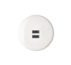 Prise*Modelec Prise, Iris, Simple, Porcelaine blanc, Prise-USB C x2, L8cm, H8cm -