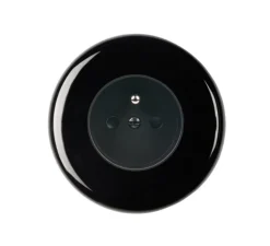 Prise, Iris, Simple, Porcelaine noir, Prise-2P+T x1, L8cm, H8cm - Modelec