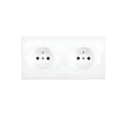 Prise, Karo, Double horizontal, Blanc soft touch, Prise-PC, x2, Blanc, L15,1cm, H8cm - Modelec