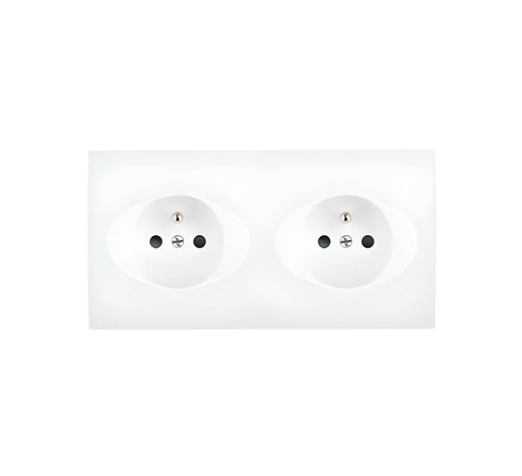 Prise, Karo, Double horizontal, Blanc soft touch, Prise-PC, x2, Blanc, L15,1cm, H8cm - Modelec