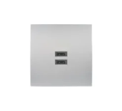 Prise*Modelec Prise, Karo, Simple, Aluminium satin, Prise-USB C x2, L8cm, H8cm -