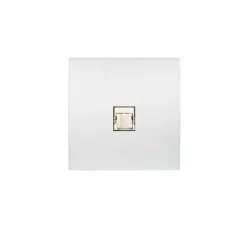 Prise, Karo, Simple, Blanc satin, Prise-RJ45 x1, L8cm, H8cm - Modelec