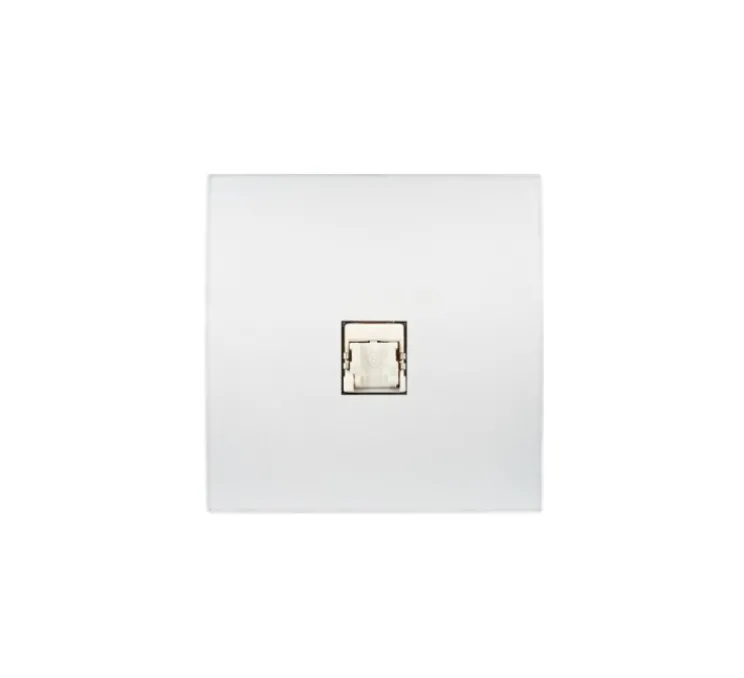 Prise, Karo, Simple, Blanc satin, Prise-RJ45 x1, L8cm, H8cm - Modelec