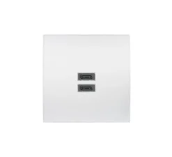 Prise*Modelec Prise, Karo, Simple, Blanc satin, Prise-USB C x2, L8cm, H8cm -