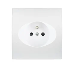 Prise, Karo, Simple, Blanc satin, Prise-PC x1, L8cm, H8cm - Modelec
