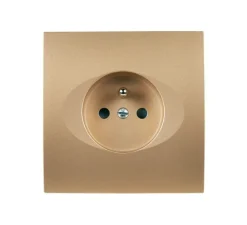 Prise*Modelec Prise, Karo, Simple, Doré satin, Prise-2P+T x1, L8cm, H8cm -