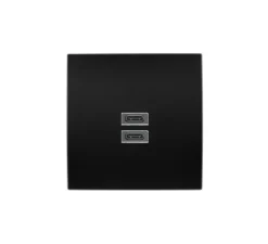 Prise*Modelec Prise, Karo, Simple, Noir satin, Prise-USB C x2, L8cm, H8cm -