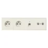 Prise, LS 990, Quadruple horizontal, Ivoire, Prise-2P+T x2, Prise-RJ45 x1, Prise TV-FM-SAT x1, L29,4cm, H8,1cm - Jung