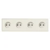 Prise*Jung Prise, LS 990, Quadruple horizontal, Ivoire, Prise-2P+T x4, L29,4cm, H8,1cm -