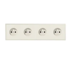 Prise*Jung Prise, LS 990, Quadruple horizontal, Ivoire, Prise-2P+T x4, L29,4cm, H8,1cm -