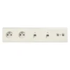 Prise, LS 990, Quintuple horizontal, Ivoire, Prise-2P+T x2, Prise-RJ45 x2, Prise TV-FM-SAT x1, L36,5cm, H8,1cm - Jung