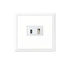 Prise, LS 990, Simple, Blanc mat, Prise-USB A/C x1, L8,1cm, H8,1cm - Jung