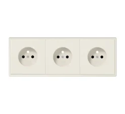 Prise, LS 990, Triple horizontal, Ivoire, Prise-2P+T x3, Ivoire, L22,3cm, H8,1cm - Jung