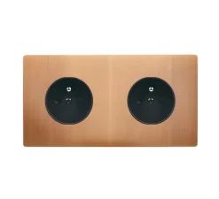 Prise, M, Double horizontal, Vieux bronze, Prise-PC, x2, Noir, L15,1cm, H8cm - Modelec