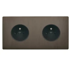 Prise*Modelec Prise, M, Double horizontal, Canon de fusil, Prise-2P+T, x2, Noir, L15,1cm, H8cm -