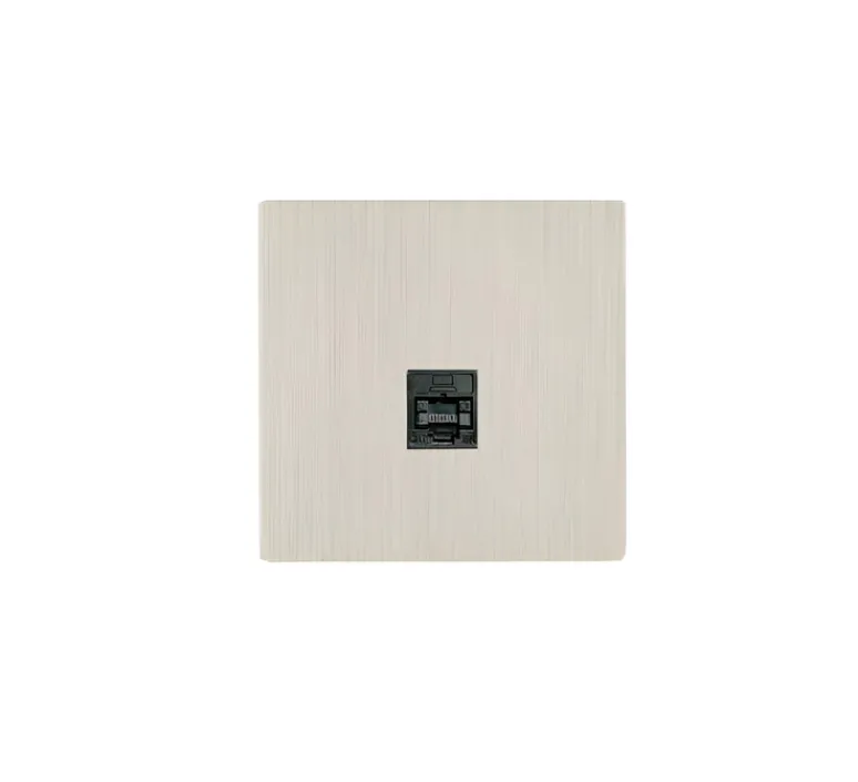 Prise*Modelec Prise, M, Simple, Nickel brossé, Prise-RJ45 x1, Noir, L8cm, H8cm -