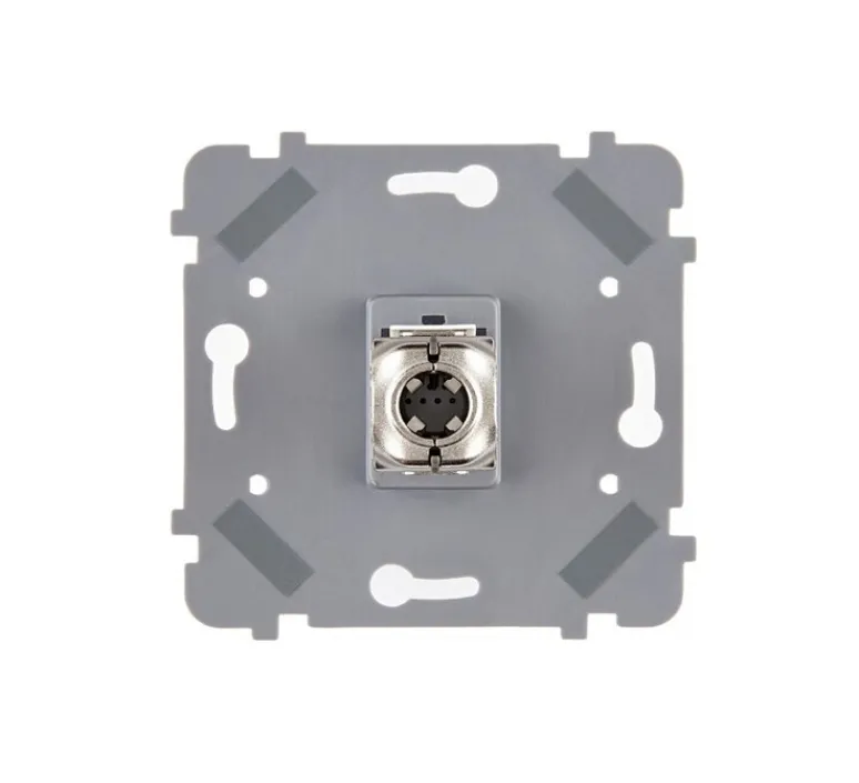 Prise*Modelec Prise, M, Simple, Nickel brossé, Prise-RJ45 x1, Noir, L8cm, H8cm -