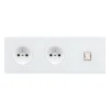 Prise, M, Triple horizontal, Blanc mat, Prise-2P+T x2, Prise-RJ45 x1, Blanc, L22,2cm, H8cm - Modelec